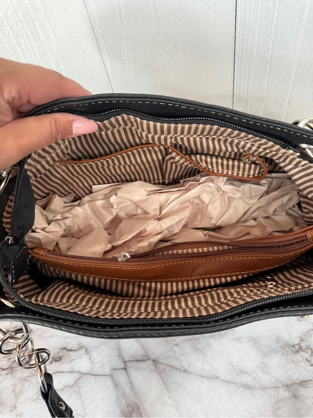 Black Embroidered Horse Satchel and Wallet Set